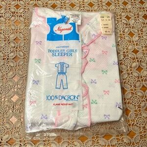 Vintage Nazareth Childrens Sleeper Ruffle Bows Pajamas New Old Stock